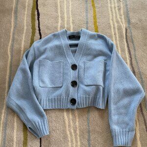 proenza schouler baby blue cropped cardigan